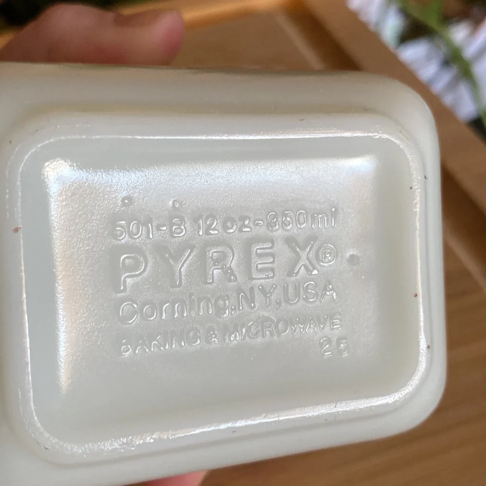 Pyrex Olive Green and White Floral Glass Bakeware Trio